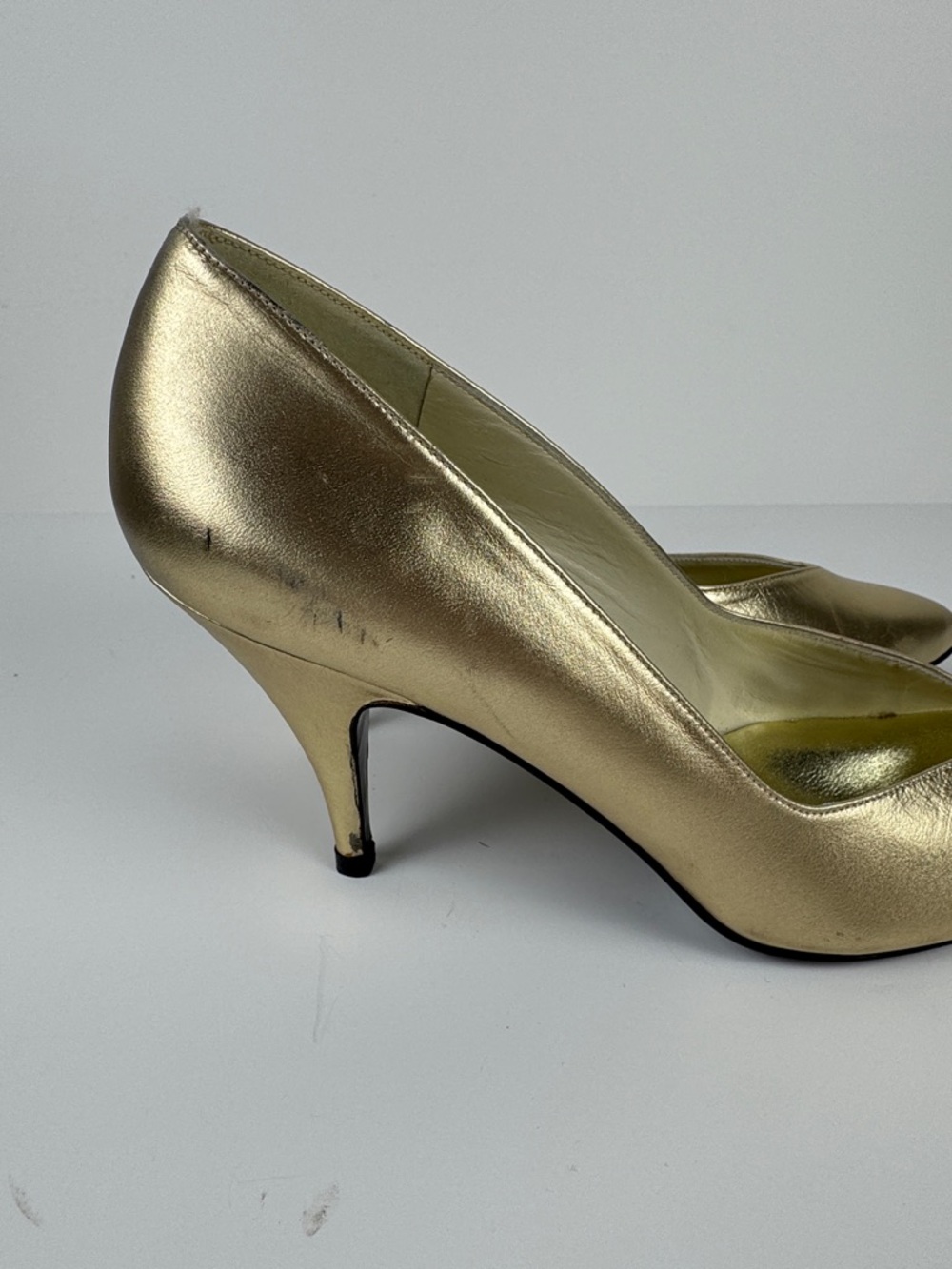 Stuart Weitzman Metallic Gold Pointed-Toe Pumps - Picture 7 of 13